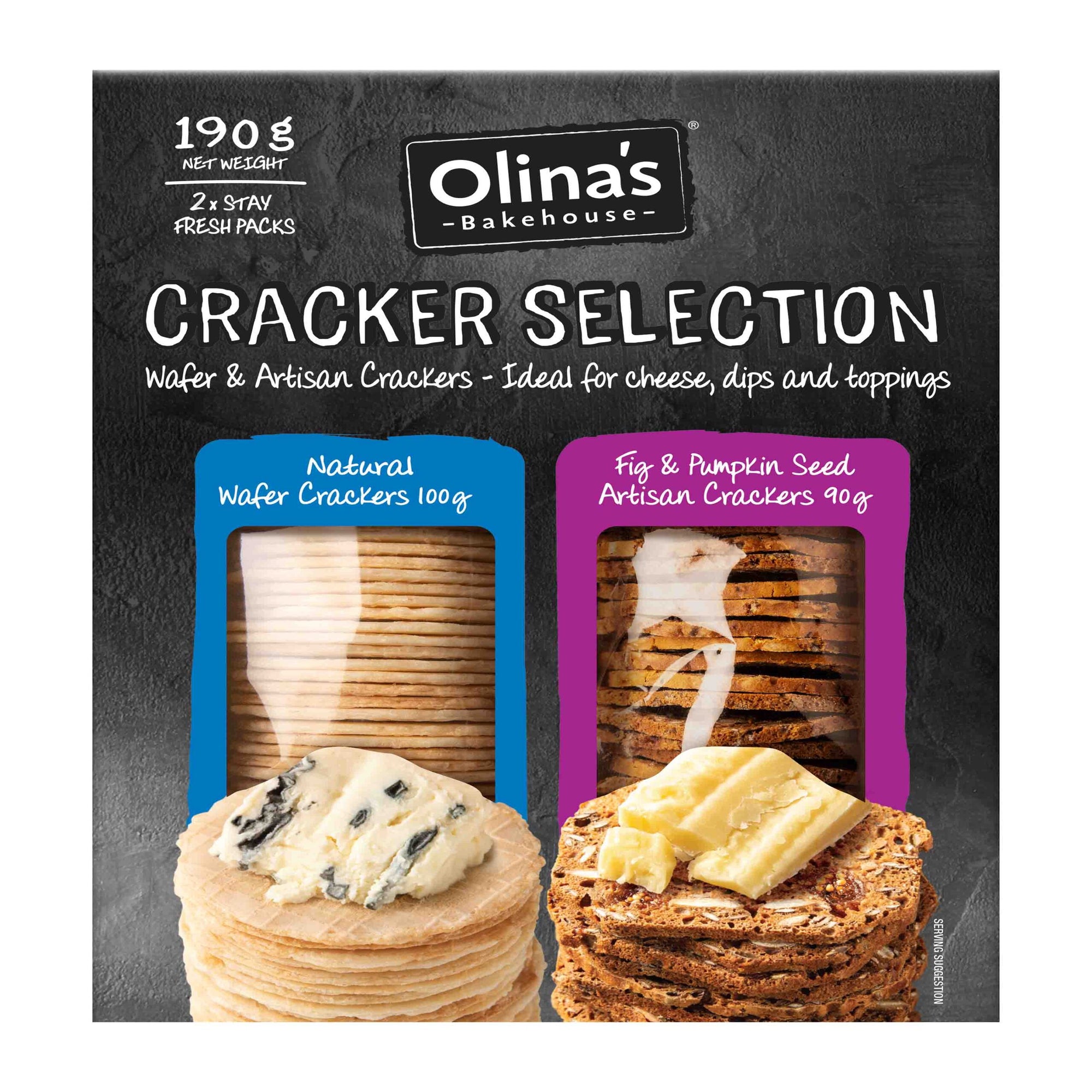 Olina's Wafer Crackers 2xSelection Natural & Fig Pumpkin Seed 190g