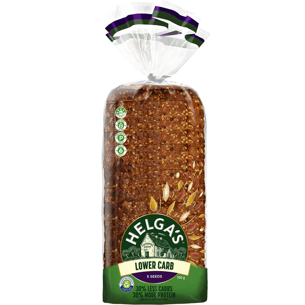 Helga's Lower Carb Sliced Bread 5 Seeds 700g