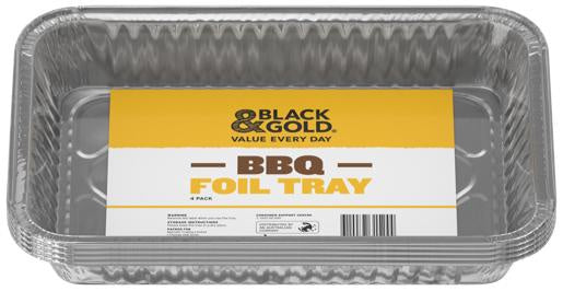 Black & Gold Barbeque Foil Tray 4pk