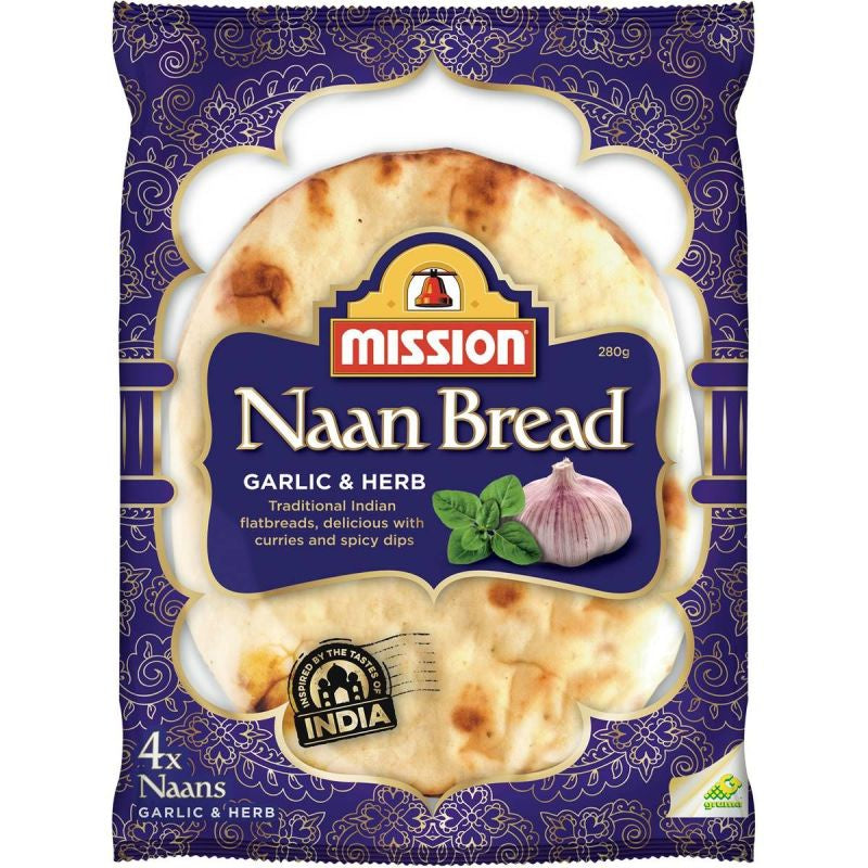 Mission Naan Bread Garlic 4pk 280g