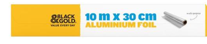 Black & Gold Aluminium Foil 30cm x 10m