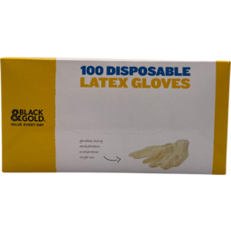 Black & Gold Latex Gloves Disposable 100pk