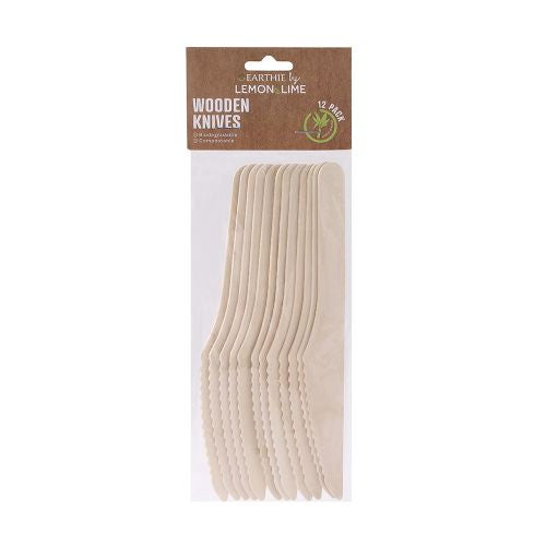 Lemon and Lime Eco Wooden Knives 16.5cm 12pk