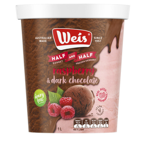 Weis Half & Half Raspberry and  Dark Chocolate 1L